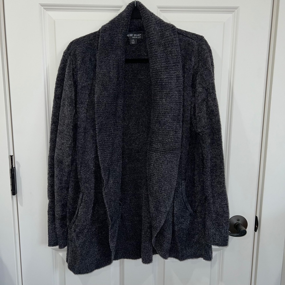 Barefoot Dreams CozyChic Lite Circle Cardigan Open Front Dark Gray Size L/XL